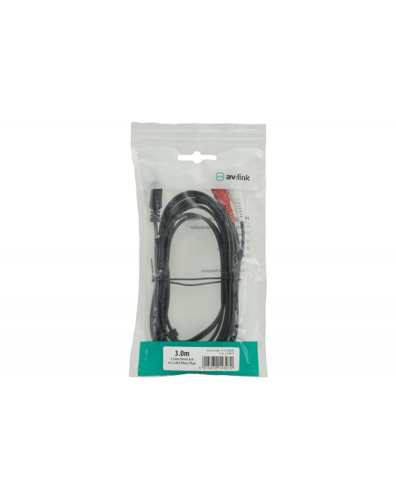 AV Link 3.5mm Stereo Plug to 2 x RCA Plugs Leads