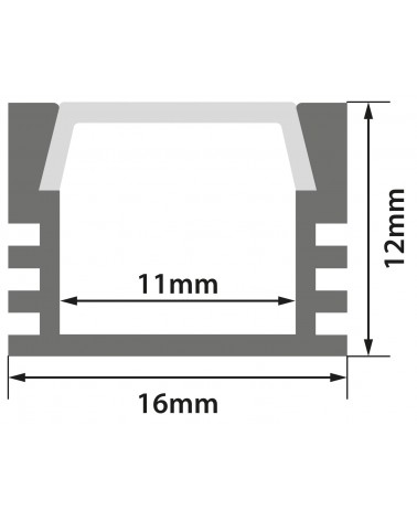Fluxia AL1-S1612 Aluminium Profiles for LED Tape Installation