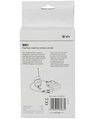 QTX WR1 Wireless Remote Control for Fog/Haze Machines