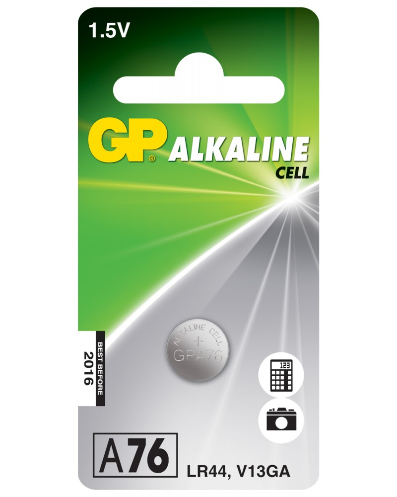 GP Battery LR44 Alkaline Button Cell - 125mAh