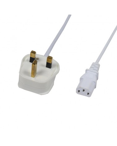 White 13A to IEC 1.5m Cable Lead (3A Fuse)