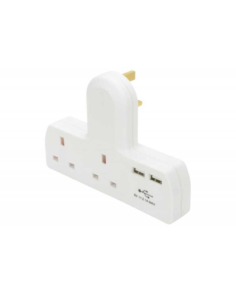 Mercury Plug-in 2-Way Mains Adaptor with Dual USB