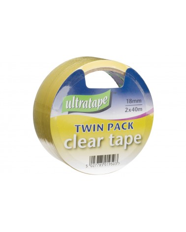 Ultratape Clear Tape 18mm x 40m Twin Pk