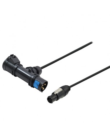 PCE 16A Black T-Connect to PowerCON TRUE1 TOP 2m Cable