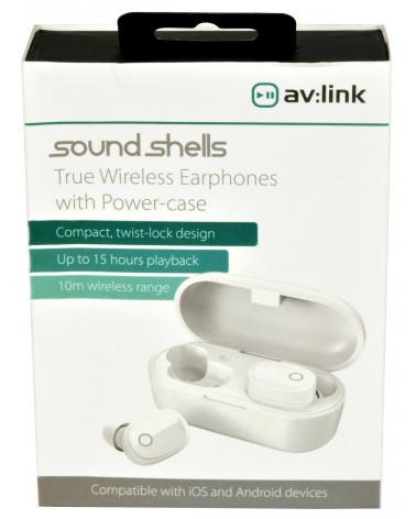 Avlink True Wireless Bluetooth Earphones & Charging Case White