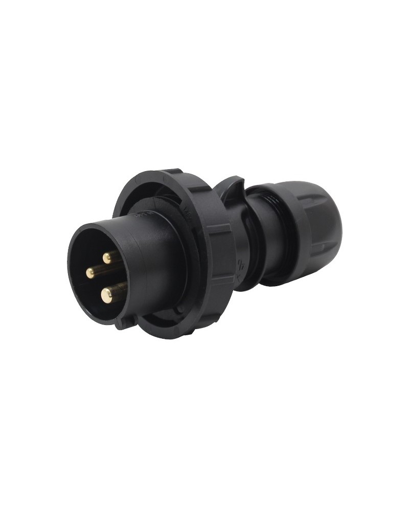 16A 230V IP67 2P+E Black Plug (0132-6X)