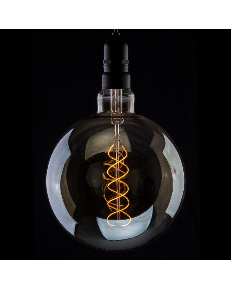 4W Dimmable LED G200 Globe Smoked Spiral Filament Lamp 2200K ES