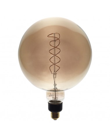 4W Dimmable LED G200 Globe Smoked Spiral Filament Lamp 2200K ES