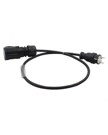 LEDJ Schuko Plug to PCE 16A Black Socket 1m Cable