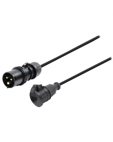 LEDJ PCE 16A Black Plug to Schuko Socket 1m Cable