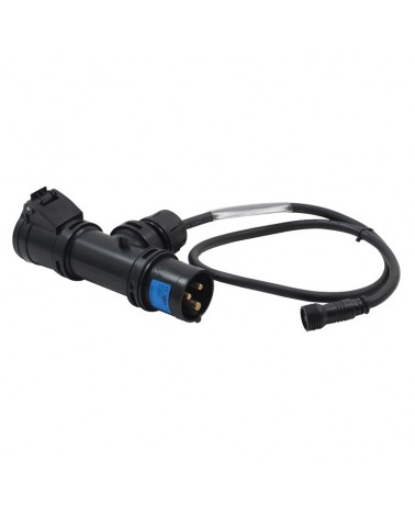 LEDJ PCE 16A Black T-Connector to LEDJ IP Socket 1m Cable