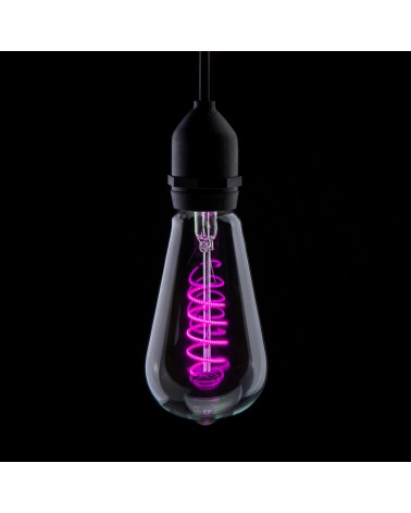 Prolite 4W LED ST64 Spiral Funky Filament Lamp ES, Magenta