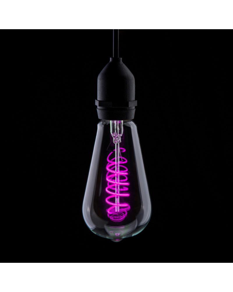 Prolite 4W LED ST64 Spiral Funky Filament Lamp ES, Magenta