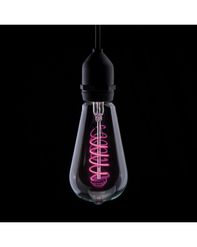 Prolite 4W LED ST64 Spiral Funky Filament Lamp ES, Pink