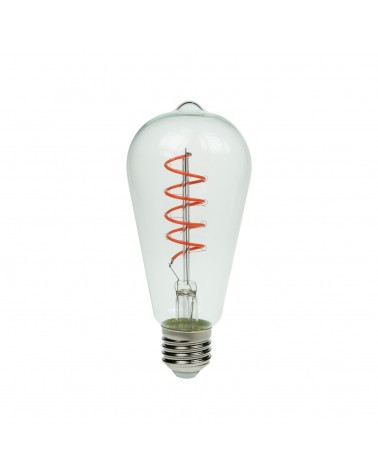 Prolite 4W LED ST64 Spiral Funky Filament Lamp ES, Red