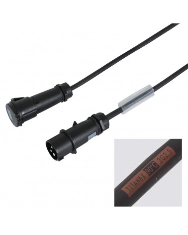2m 2.5mm 16A Male - 16A Female Cable, Mennekes