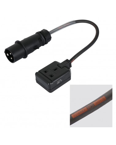 0.35m Mennekes Black 16A Plug to 13A Socket Cable