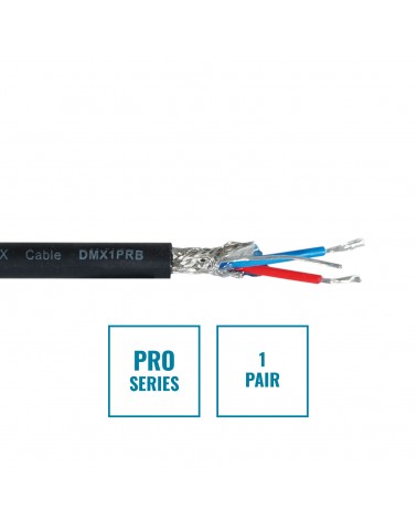 PRO Screened 1 Pair DMX Cable DMX1PRB, 100m Drum Black
