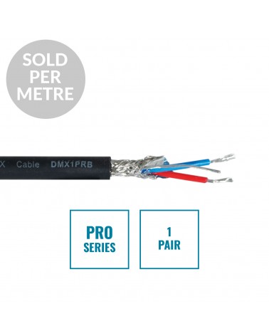 PRO Screened 1 Pair DMX Cable DMX1PRB, Cut Length Black