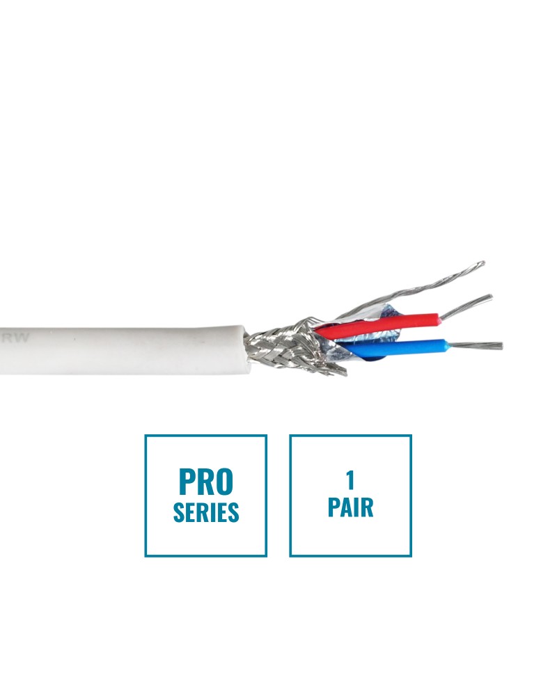 PRO Screened 1 Pair DMX Cable DMX1PRW, 100m Drum White
