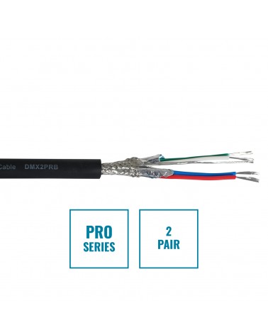 PRO Screened 2 Pair DMX Cable DMX2PRB, 100m Drum Black