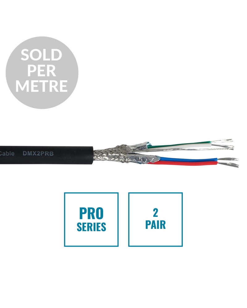 PRO Screened 2 Pair DMX Cable DMX2PRB, Cut Length Black