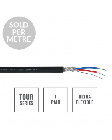 TOUR Screened 1 Pair DMX Cable DMX1PRB, Cut Length Black