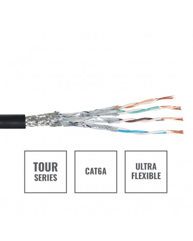 TOUR S/FTP Data Cable CAT6A, 100m Drum Black