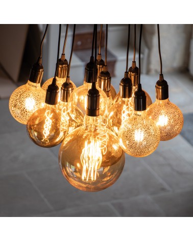 6W Dimmable LED G125 Globe Crackle Filament Lamp 2100K ES