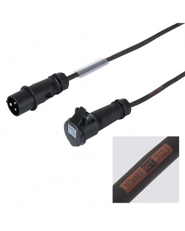 1m 2.5mm 16A Male - 16A Female Cable, Mennekes