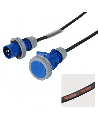 30m 2.5mm IP67 Blue 16A Male - 16A Female Cable