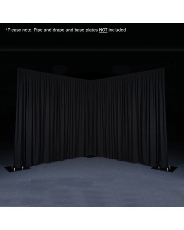 3 x 2.5m Black Pleated Pipe and Drape Curtain