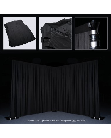3 x 3m Black Pleated Pipe and Drape Curtain