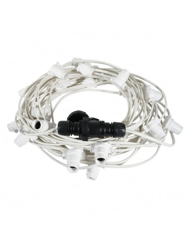 10m BC Heavy Duty White Rubber Festoon, 0.33m Spacing with 16A Plug and Socket