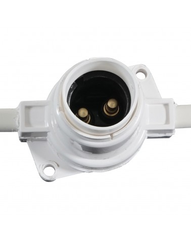 25m BC Heavy Duty White Rubber Festoon, 0.33m Spacing with 16A Plug and Socket