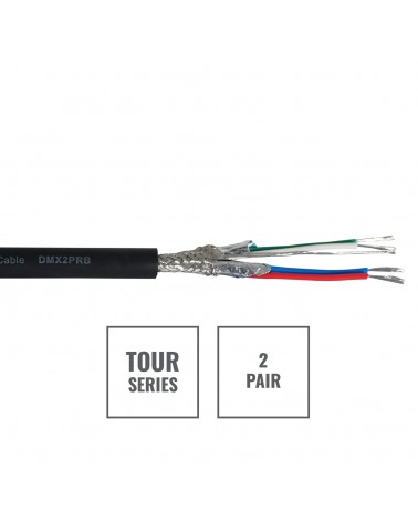 TOUR Screened 2 Pair DMX Cable DMX2PRB, 100m Drum Black