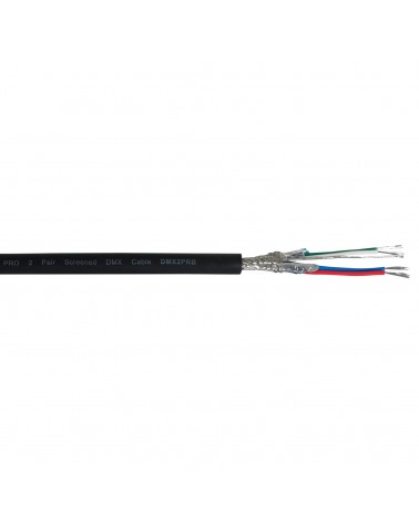 TOUR Screened 2 Pair DMX Cable DMX2PRB, 100m Drum Black