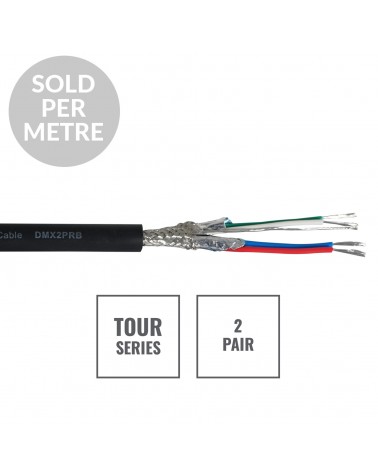 TOUR Screened 2 Pair DMX Cable DMX2PRB, Cut Length Black