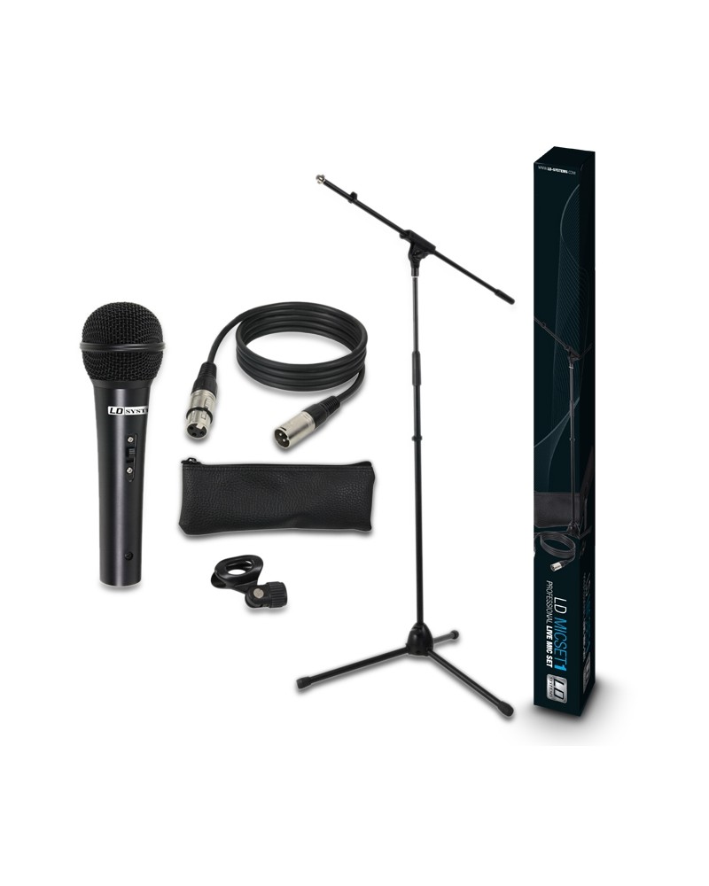 LD Systems MIC SET 1 - Microphone Set with Microphone, Stand, Cable and Clamp
