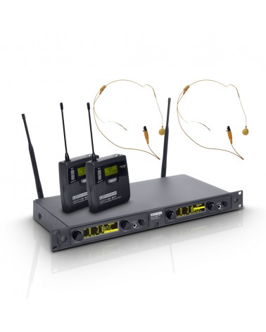 LD Systems WIN 42 BPHH 2 - Wireless Microphone System with 2 x Belt Pack and 2 x Headset skin-coloured