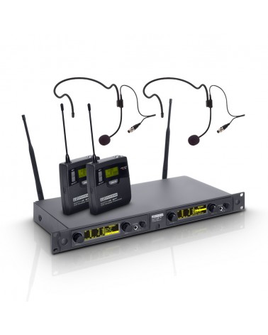 LD Systems WIN 42 BPH 2 - Wireless Microphone System with 2 x Belt Pack and 2 x Headset