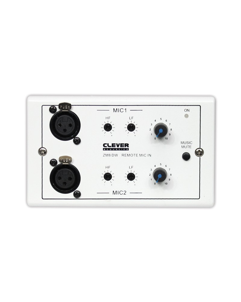 Clever Acoustics ZM8 DW Wall Plate - Two Remote Microphone Inputs