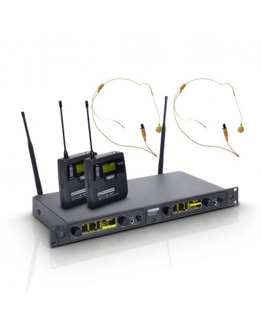 LD Systems WIN 42 BPHH 2 B 5 - Wireless Microphone System with 2 x Belt Pack and 2 x Headset skin-coloured