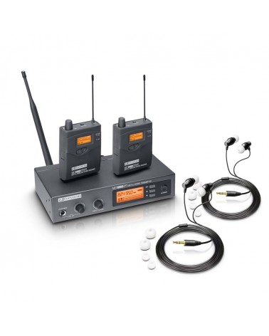 LD Systems MEI 1000 G2 - In-Ear Monitoring System wireless with 2 x belt pack and 2 x In-Ear Heapphones